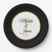 Elegant Black Gold Palm Tree Modern Wedding Papieren Bordje (Voorkant)