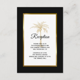 Elegant Black Gold Palm Tree Weddenschap Informatiekaartje