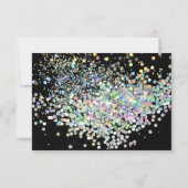 ELEGANT BLACK GOLD PASTEL HOLOGRAPHIC CUSTOP RSVP (Achterkant)