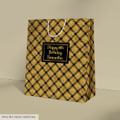 Elegant Black Gold Personalized Birthday Gift Bag Medium Cadeauzakje