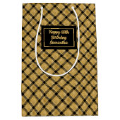 Elegant Black Gold Personalized Birthday Gift Bag Medium Cadeauzakje (Voorkant)