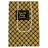 Elegant Black Gold Personalized Birthday Gift Bag Medium Cadeauzakje (Achterkant)