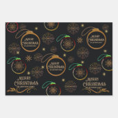 Elegant Black & Gold Personalized Christmas Inpakpapier Vel (Voorkant)