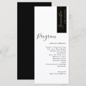 Elegant Black, Gold Personalized Wedding Program Menu (Voorkant / Achterkant)
