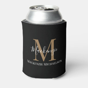 Elegant Black Gold Persoonlijke monogram naam Blikjeskoeler
