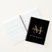 Elegant Black Gold Persoonlijke monogram naam Notitieboek (Binnen)