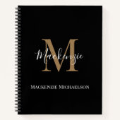 Elegant Black Gold Persoonlijke monogram naam Notitieboek (Voorkant)