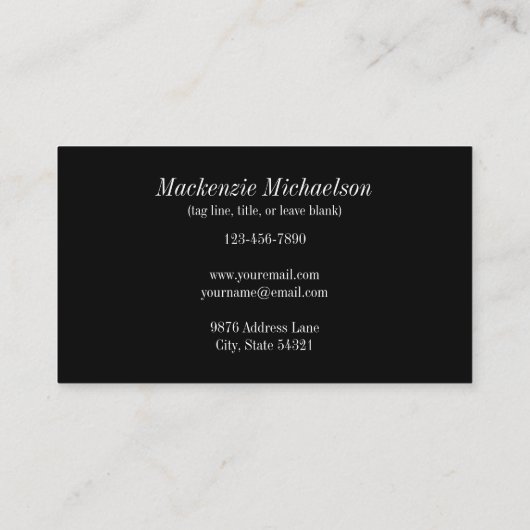 Elegant Black Gold Persoonlijke monogram naam Visitekaartje (Achterkant)