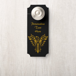 Elegant Black & Gold Phoenix Rising Bird Room Deurhanger