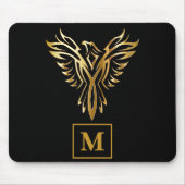Elegant Black & Gold Phoenix Rising Monogram Muismat (Voorkant)