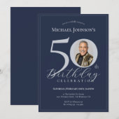 Elegant Black Gold Photo 50th Birthday Kaart (Voorkant / Achterkant)