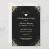 Elegant Black Gold Photo Graduparty Kaart (Achterkant)
