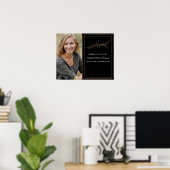 Elegant Black Gold Photo Memorial Welcome Sign Poster (Thuiskantoor)