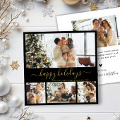 Elegant Black Gold Photo met kerstfeestdag Kaart