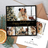 Elegant Black Gold Photo met kerstfeestdag Kaart