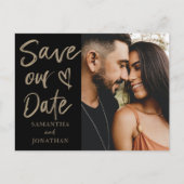Elegant Black Gold Photo Save our Date Wedding Aankondigingskaart (Voorkant)