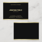 Elegant Black Gold Plain Fashionable Luxe Moderne Visitekaartje (Voorkant / Achterkant)