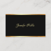 Elegant Black Gold Plain Professional Hand Script Visitekaartje (Voorkant)