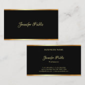 Elegant Black Gold Plain Professional Hand Script Visitekaartje (Voorkant / Achterkant)