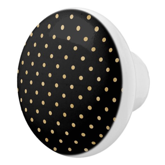 Elegant Black Gold Polka Dot Chic Pattern-ontwerp Keramische Knop (Rechts)
