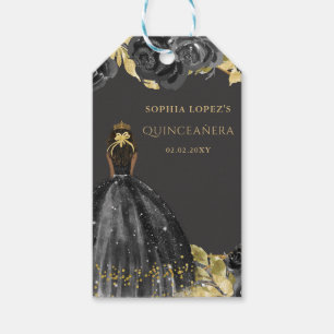Elegant Black Gold Prinses Quinceanera Cadeaulabel