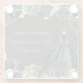 Elegant Black Gold Prinses Quinceanera Glazen Onderzetter (Achterkant)