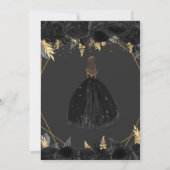 Elegant Black Gold Prinses Quinceañera Kaart (Achterkant)