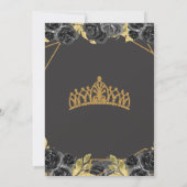 Elegant Black Gold Prinses Quinceañera Kaart (Achterkant)