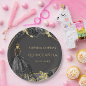 Elegant Black Gold Prinses Quinceanera Papieren Bordje (Feest)