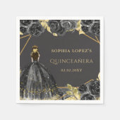 Elegant Black Gold Prinses Quinceanera Servet (Voorkant)