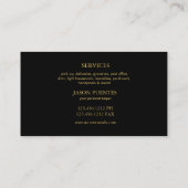 Elegant Black & Gold Professional Errand Service Visitekaartje (Achterkant)