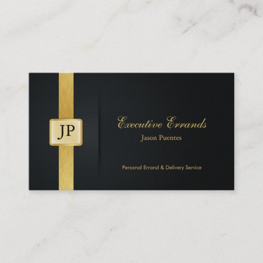 Elegant Black & Gold Professional Errand Service Visitekaartje (Voorkant)