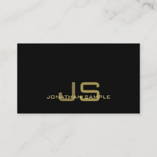 Elegant Black Gold Professional modern monogram Visitekaartje