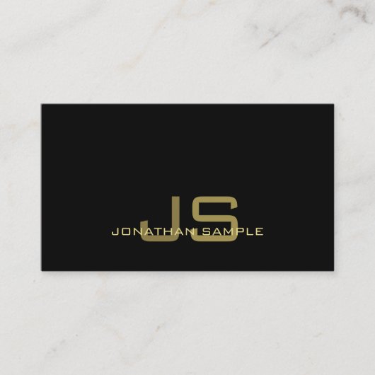 Elegant Black Gold Professional modern monogram Visitekaartje (Voorkant)