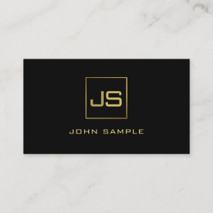 Elegant Black Gold Professional modern monogram Visitekaartje