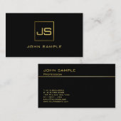 Elegant Black Gold Professional modern monogram Visitekaartje (Voorkant / Achterkant)