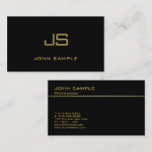 Elegant Black Gold Professional modern monogram Visitekaartje (Voorkant / Achterkant)