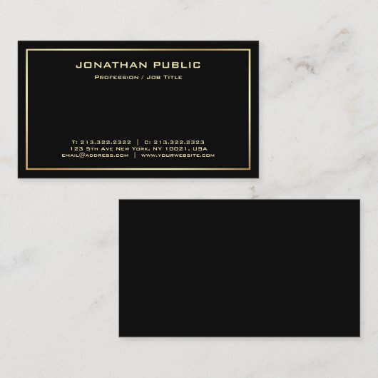 Elegant Black Gold Professional Moderne Sjabloon Visitekaartje (Voorkant / Achterkant)