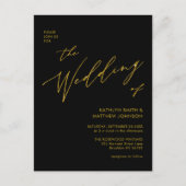 Elegant Black Gold QR-code in één cachebruiloft Uitnodiging Briefkaart (Voorkant)