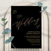 Elegant Black Gold QR-code in één cachebruiloft Uitnodiging Briefkaart