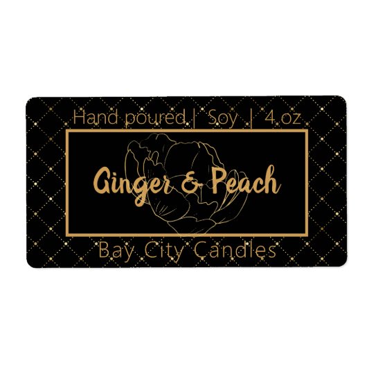 Elegant Black & Gold Rectangle-productlabels Etiket (Voorkant)