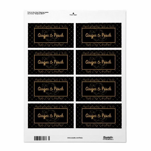 Elegant Black & Gold Rectangle-productlabels Etiket (Full Sheet)