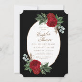 Elegant Black & Gold Red Floral Couple's Shower Kaart (Voorkant)