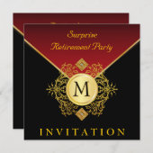 Elegant Black Gold Red Monogram Special Occasion Kaart (Voorkant / Achterkant)