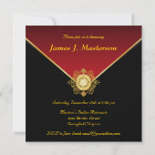 Elegant Black Gold Red Monogram Special Occasion Kaart (Achterkant)