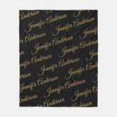 Elegant Black Gold Reputingnaamscript Fleece Deken (Voorkant)