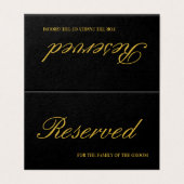 Elegant Black & Gold Reserved Wedding Table Kaart (Buitenkant ongevouwen)