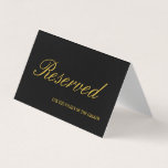 Elegant Black & Gold Reserved Wedding Table Kaart<br><div class="desc">Gereserveerde Elegant Black en Gold Wedding Table Kaart</div>