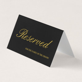 Elegant Black & Gold Reserved Wedding Table Kaart