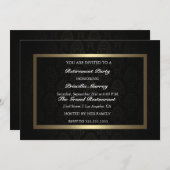 Elegant  Black & Gold Retirement Party Kaart (Voorkant / Achterkant)